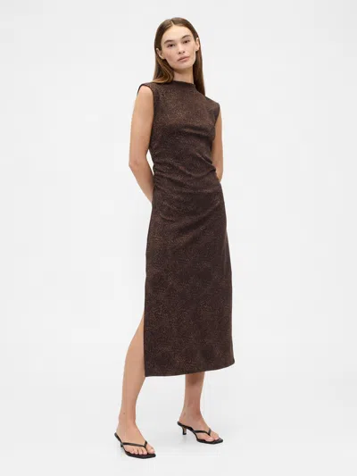 Gap Factory Modern Ribbed Mockneck Midi Dress In Brown