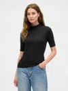 Gap Factory Modern Ribbed Mockneck T-shirt In Black