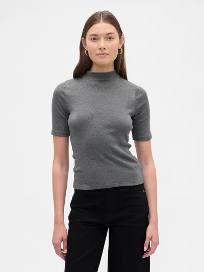 Gap Factory Modern Ribbed Mockneck T-shirt In Gray