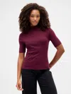 Gap Factory Modern Ribbed Mockneck T-shirt In Purple