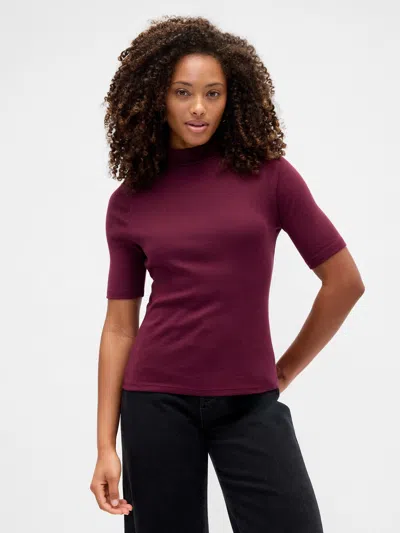 Gap Factory Modern Ribbed Mockneck T-shirt In Purple