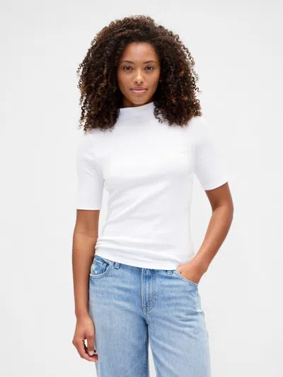 Gap Factory Modern Ribbed Mockneck T-shirt In White