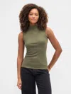 Gap Factory Modern Ribbed Mockneck Tank Top In Green
