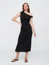 Gap Factory Modern Ribbed One-shoulder Midi Dress In Black