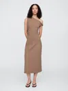 Gap Factory Modern Ribbed One-shoulder Midi Dress In Brown