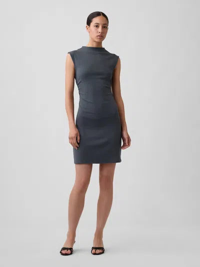 Gap Factory Modern Ribbed Ruched Mini Dress In Green