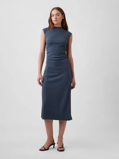 Gap Factory Modern Ribbed Sleeveless Mockneck Midi Dress In Dark Grey