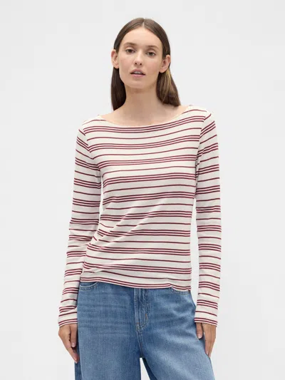 Gap Factory Modern Ribbed Stripe Boatneck T-shirt In Multi
