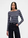 Gap Factory Modern Ribbed Stripe Boatneck T-shirt In Multi