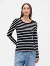 Gap Factory Modern Ribbed Stripe Crewneck T-shirt In Black