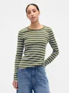 Gap Factory Modern Ribbed Stripe Crewneck T-shirt In Green
