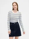 Gap Factory Modern Ribbed Stripe Crewneck T-shirt In White