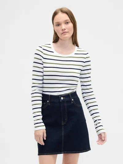 Gap Factory Modern Ribbed Stripe Crewneck T-shirt In White