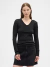 Gap Factory Modern Ribbed V-neck T-shirt In Black