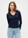 Gap Factory Modern Ribbed V-neck T-shirt In Blue