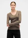 Gap Factory Modern Ribbed V-neck T-shirt In Multi