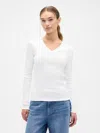 Gap Factory Modern Ribbed V-neck T-shirt In White