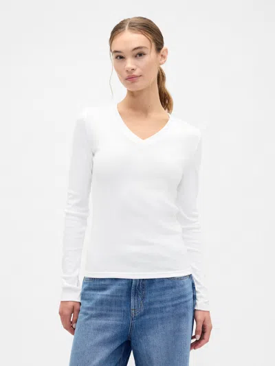 Gap Factory Modern Ribbed V-neck T-shirt In White