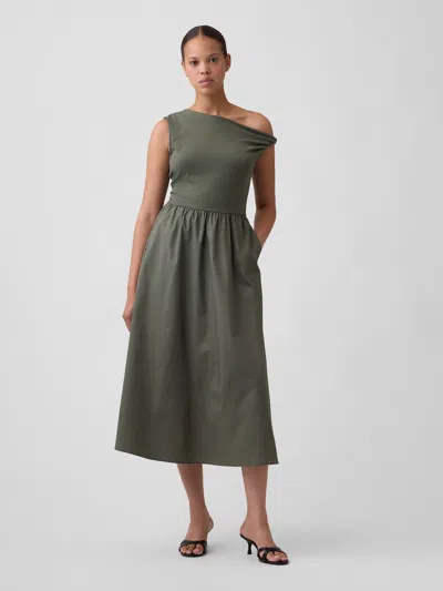 Gap Factory One-shoulder Maxi Dress In Tweed Green