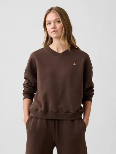 Gap Factory Oversized Brannan Bear Wedge V-neck Sweatshirt In Brown