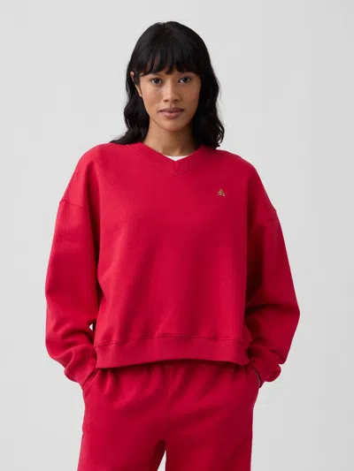 Gap Factory Oversized Brannan Bear Wedge V-neck Sweatshirt In Red