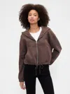 Gap Factory Oversized Bubble Zip Hoodie In Brown