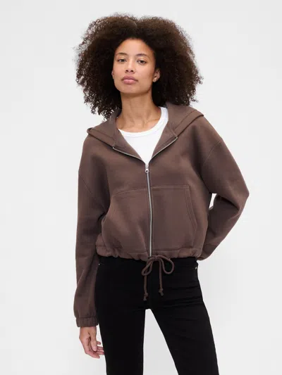 Gap Factory Oversized Bubble Zip Hoodie In Brown