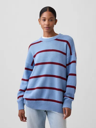 Gap Factory Oversized Crewneck Sweater In Blue Stripe