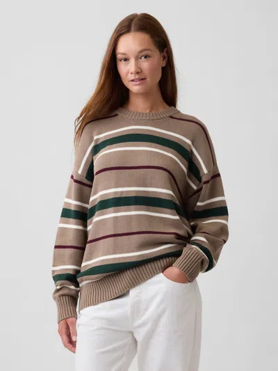 Gap Factory Oversized Crewneck Sweater In Multi Stripe Combo