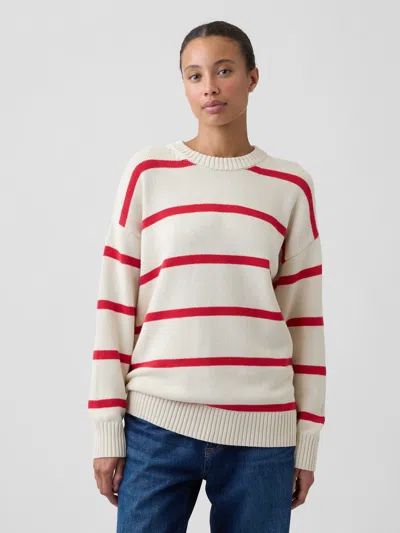 Gap Factory Oversized Crewneck Sweater In Red Stripes