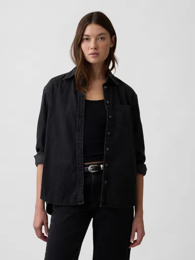 Gap Factory Oversized Denim Shirt In Black