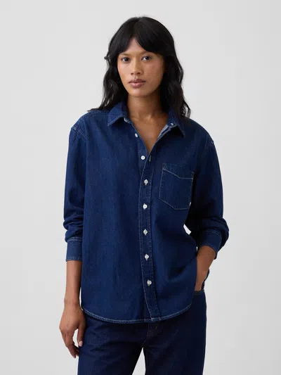 Gap Factory Oversized Denim Shirt In Dark Wash