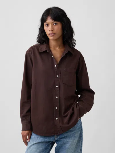 Gap Factory Oversized Denim Shirt In Woodsy Brown