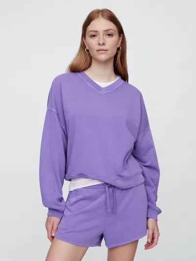 Gap Factory Oversized French Terry V-neck Sweatshirt In Purple