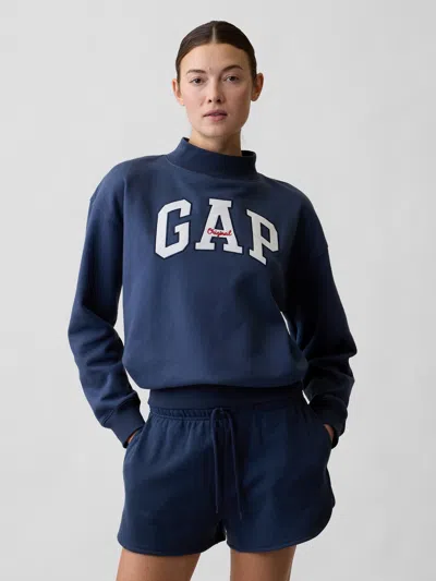 Gap Factory Oversized Gap Logo Mockneck Sweatshirt In Blue