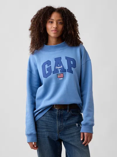 Gap Factory Oversized Gap Logo Mockneck Tunic Sweatshirt In Blue