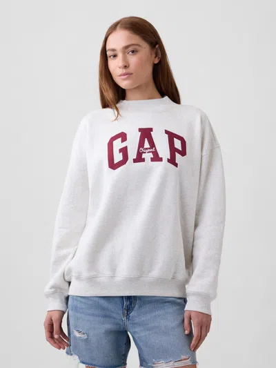 Gap Factory Oversized Gap Logo Mockneck Tunic Sweatshirt In Pale Grey Heather