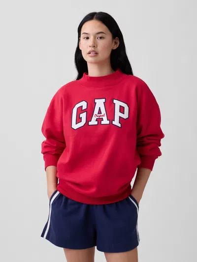 Gap Factory Oversized Gap Logo Mockneck Tunic Sweatshirt In Red