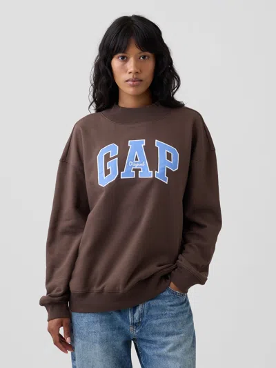 Gap Factory Oversized Gap Logo Mockneck Tunic Sweatshirt In Woodsy Brown