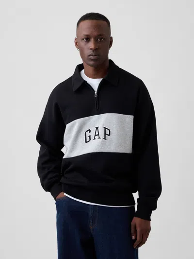 Gap Factory Oversized Gap Logo Quarter-zip Sweatshirt In Black