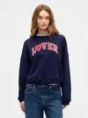 Gap Factory Oversized Holiday Graphic Sweatshirt In Blue