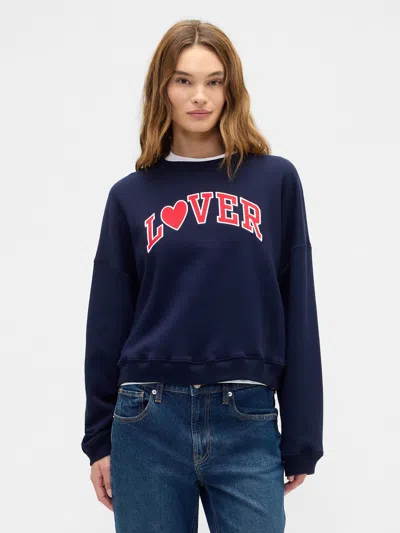 Gap Factory Oversized Holiday Graphic Sweatshirt In Blue
