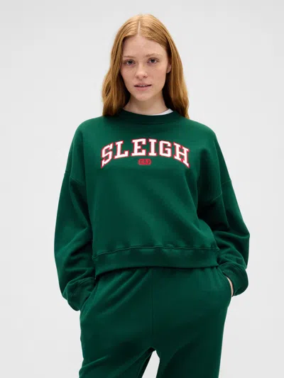 Gap Factory Oversized Holiday Graphic Sweatshirt In Green