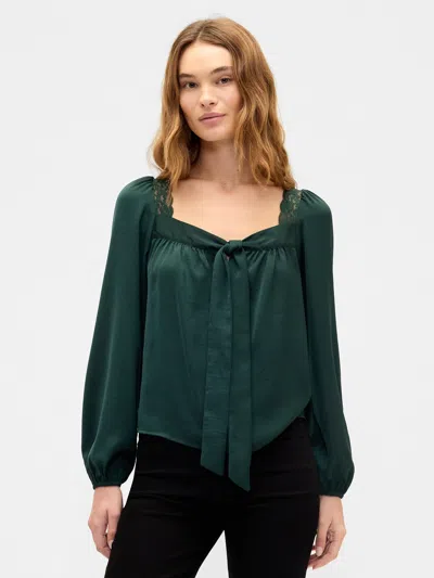 Gap Factory Oversized Lace-trim Top In Green