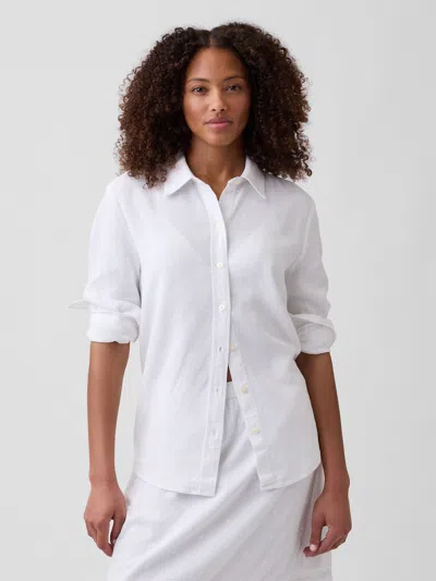 Gap Factory Oversized Linen-blend Easy Shirt In White