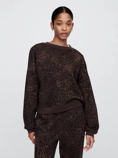 Gap Factory Oversized Print Crewneck Sweatshirt In Brown