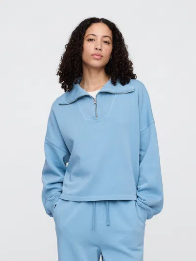 Gap Factory Oversized Quarter-zip Sweatshirt In Blue