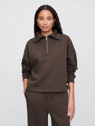 Gap Factory Oversized Quarter-zip Sweatshirt In Brown