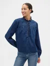 Gap Factory Oversized Ruffle Top In Blue