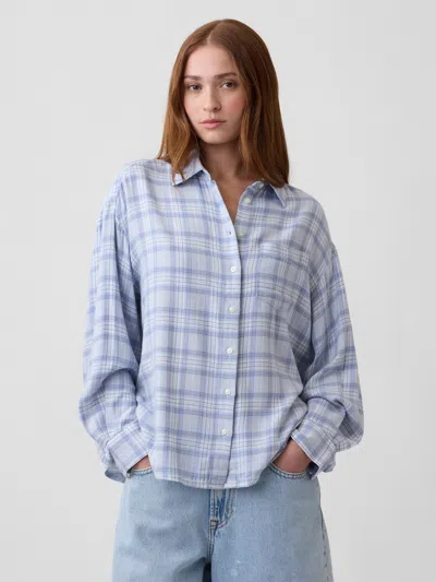 Gap Factory Oversized Shirt In Flannel In Blue